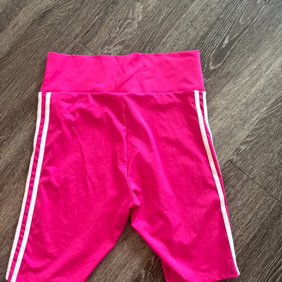 Adidas Primeblue Pink Biker Shorts Women’s L Trefoil Stripe RN88387 H54155 - Picture 3 of 8